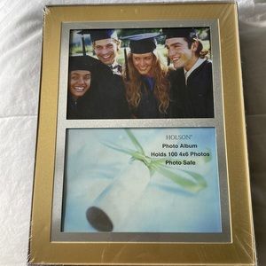 Holson Two-tone Silver and Gold Photo Album Holds 100 4X6 Photos Photo Safe